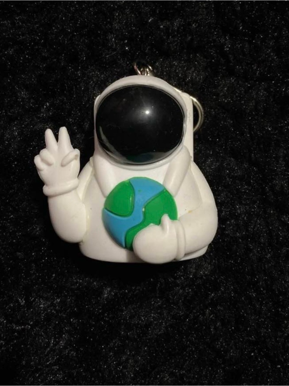 Bath & Body Works White Astronaut hand sanitizerKeychain with Green & Blue Earth